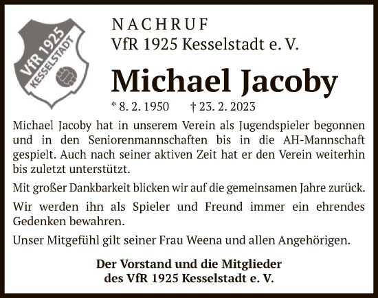 Traueranzeige von Michael Jacoby von OF