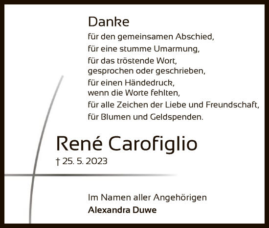 Traueranzeige von René Carofiglio von OF