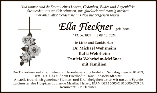 Traueranzeige von Ella Fleckner von OF