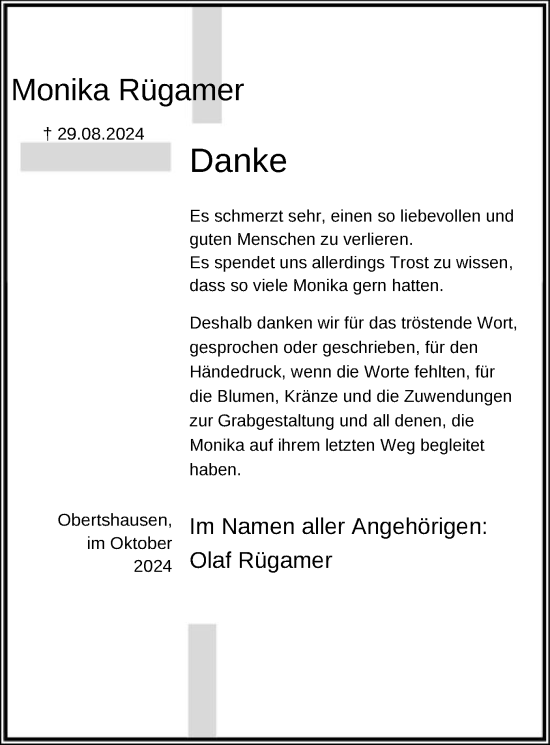 Traueranzeige von Monika Rügamer von OF