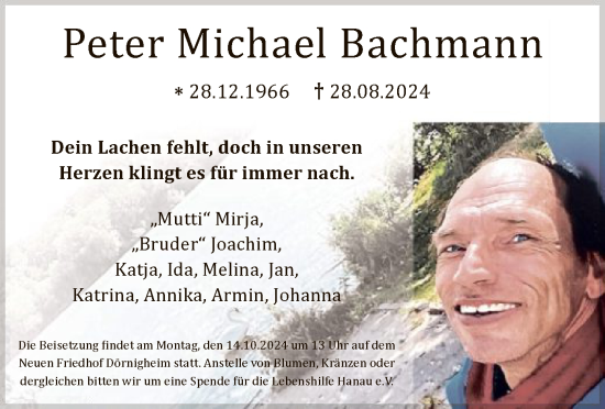Traueranzeige von Peter Michael Bachmann von OF
