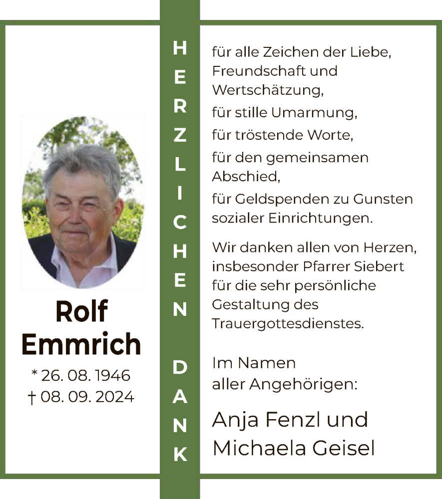  Traueranzeige für Rolf Emmrich vom 12.10.2024 aus OF