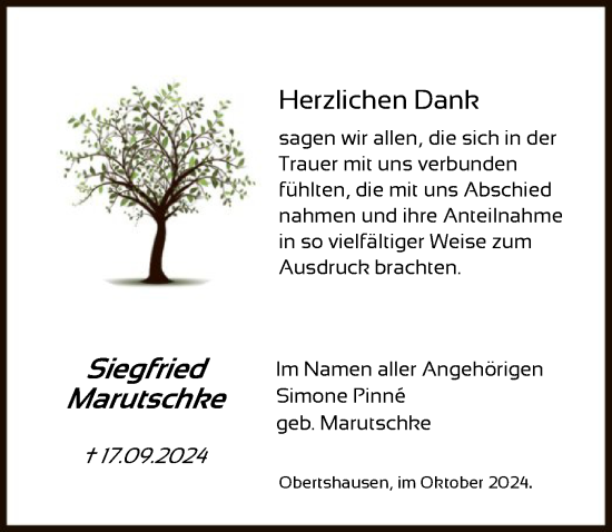 Traueranzeige von Siegfried Marutschke von OF