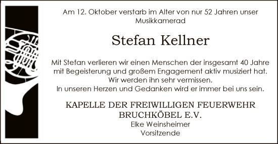 Traueranzeige von Stefan Kellner von OF