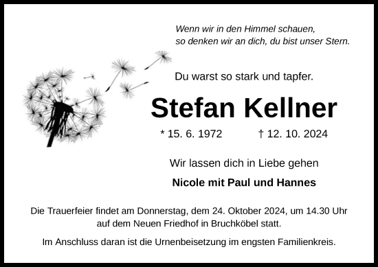 Traueranzeige von Stefan Kellner von OF