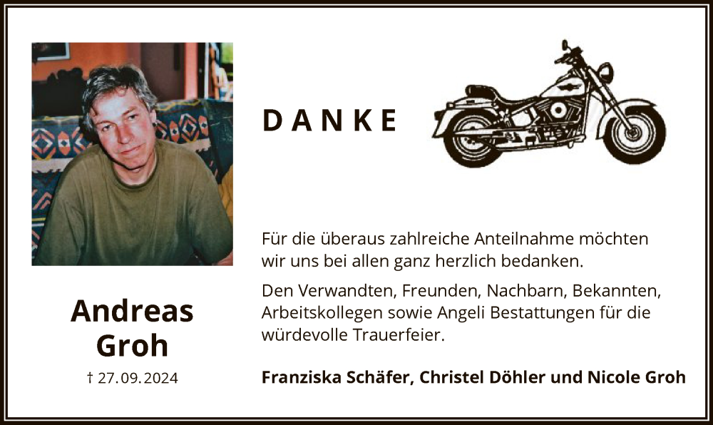  Traueranzeige für Andreas Groh vom 01.11.2024 aus OF