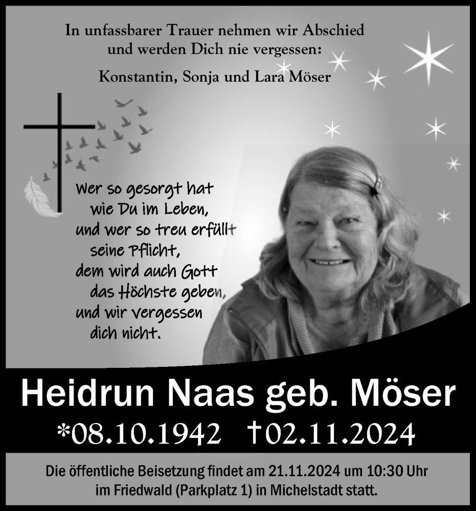  Traueranzeige für Heidrun Naas vom 16.11.2024 aus OF
