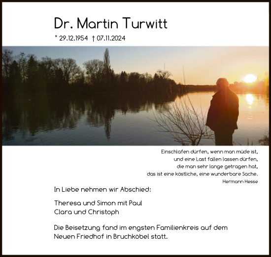 Traueranzeige von Martin Turwitt von OF