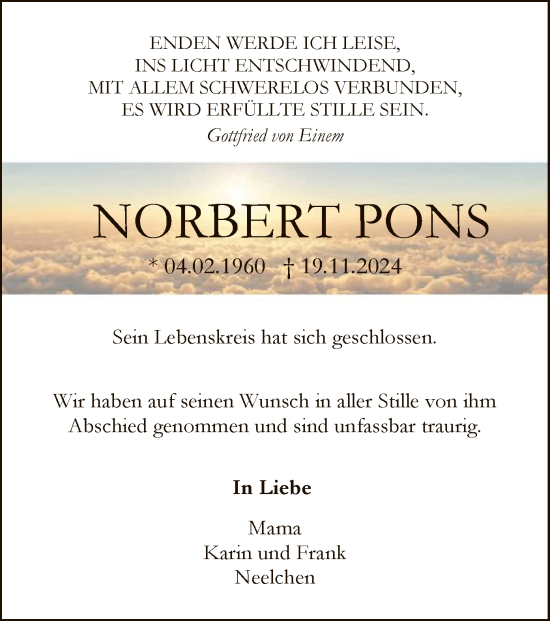 Traueranzeige von Norbert Pons von OF