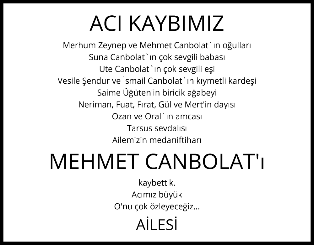  Traueranzeige für Mehmet Canbolat vom 17.02.2024 aus OF