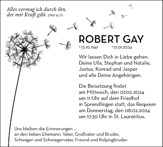 Traueranzeige von Robert Gay von OF
