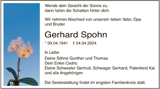 Traueranzeige von Gerhard Spohn von OF