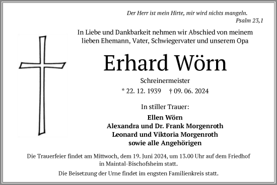 Traueranzeige von Erhard Wörn von OF