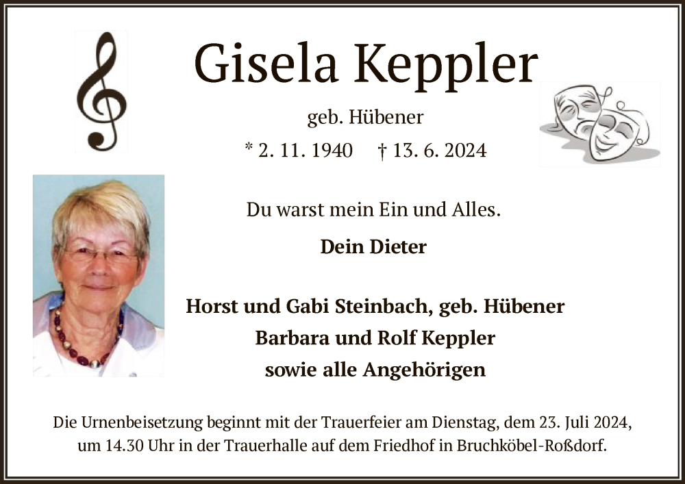  Traueranzeige für Gisela Keppler vom 22.06.2024 aus OF