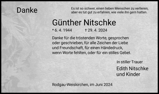 Traueranzeige von Günther Nitschke von OF