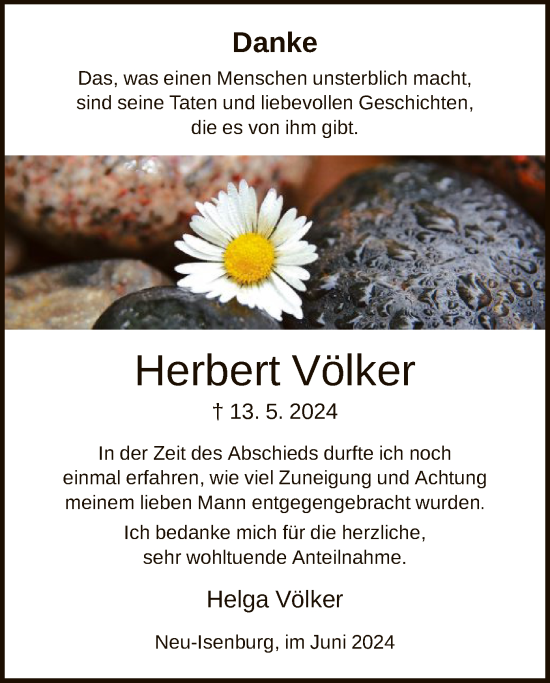 Traueranzeige von Herbert Völker von OF