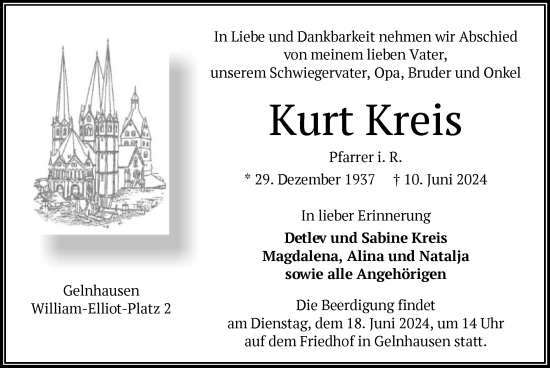 Traueranzeige von Kurt Kreis von OF