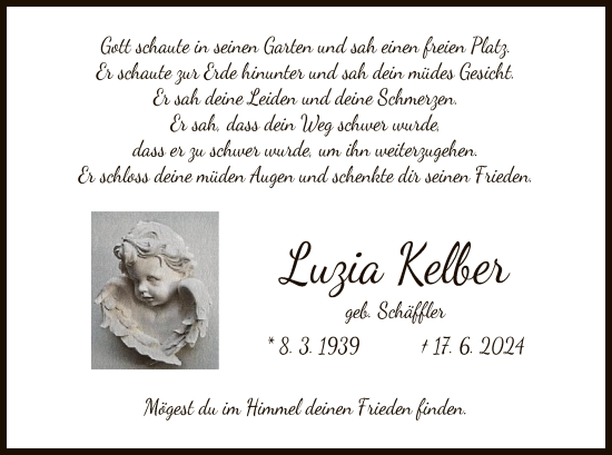 Traueranzeige von Luzia Kelber von OF