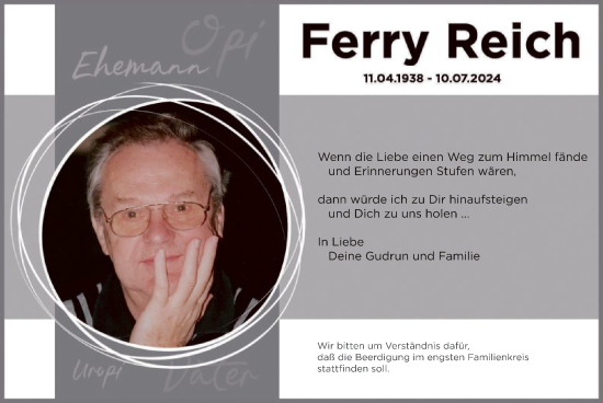 Traueranzeige von Ferry Reich von OF