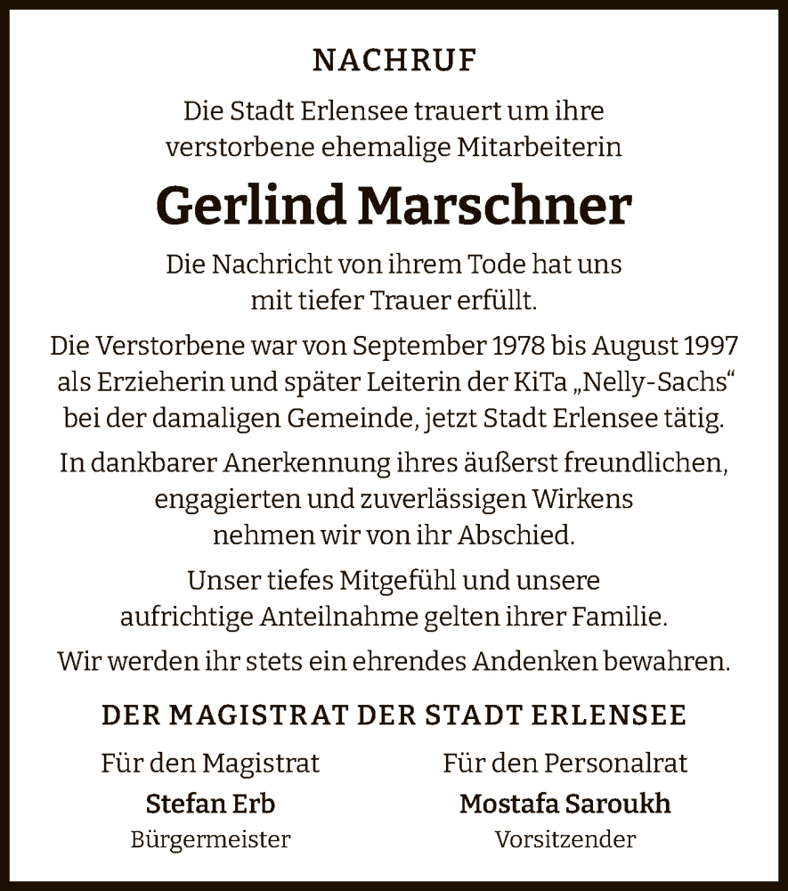  Traueranzeige für Gerlind Marschner vom 20.07.2024 aus OF