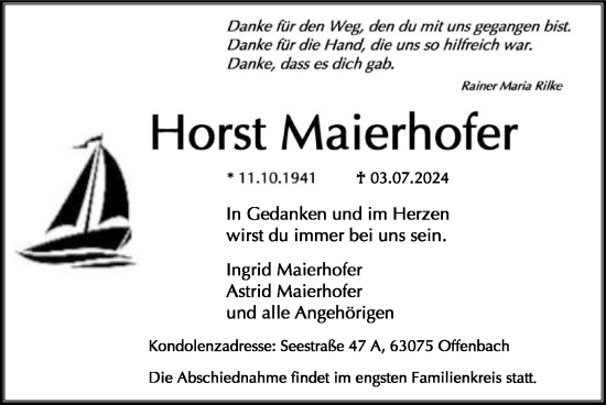 Traueranzeige von Horst Maierhofer von OF