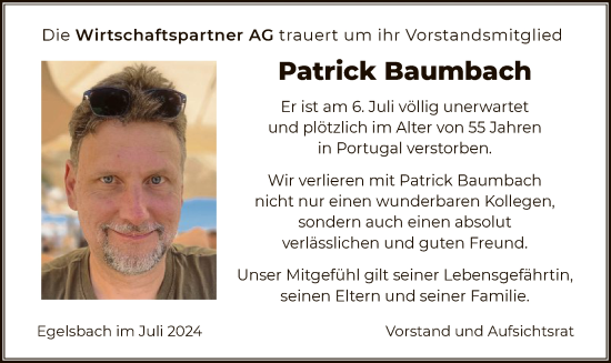 Traueranzeige von Patrick Baumbach von OF
