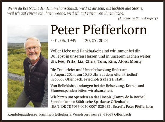Traueranzeige von Peter Pfefferkorn von OF