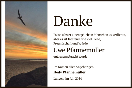 Traueranzeige von Uwe Pfannemüller von OF