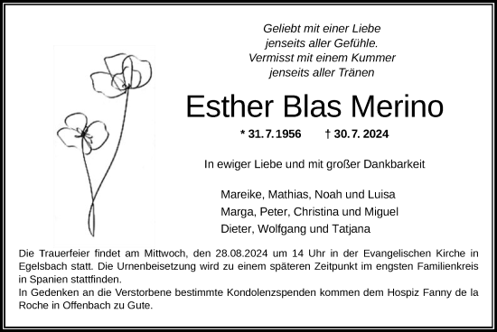 Traueranzeige von Esther Blas Merino von OF
