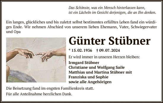 Traueranzeige von Günter Stübner von OF
