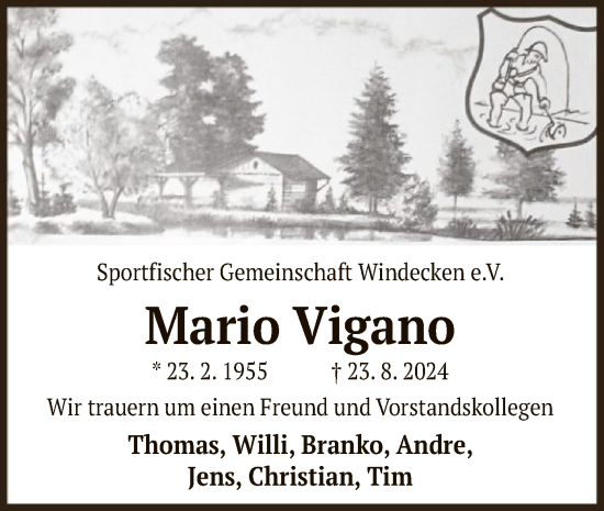 Traueranzeige von Mario Vigano von OF
