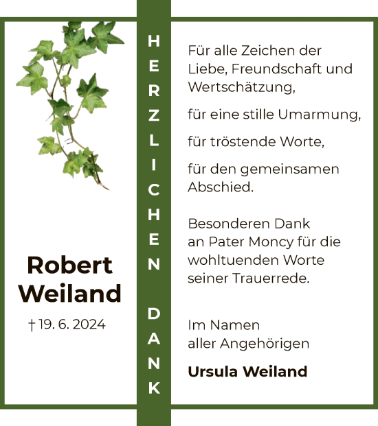 Traueranzeige von Robert Weiland von OF