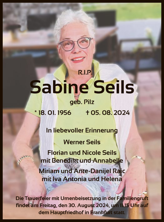 Traueranzeige von Sabine Seils von OF