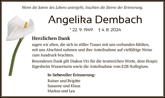Traueranzeige von Angelika Dembach von OF