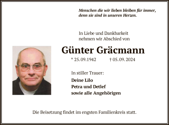 Traueranzeige von Günter Gräcmann von OF