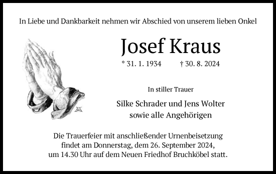 Traueranzeige von Josef Kraus von OF