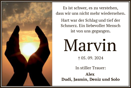 Traueranzeige von Marvin  von OF