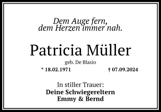 Traueranzeige von Patricia Müller von OF