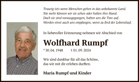 Traueranzeige von Wolfhard Rumpf von OF