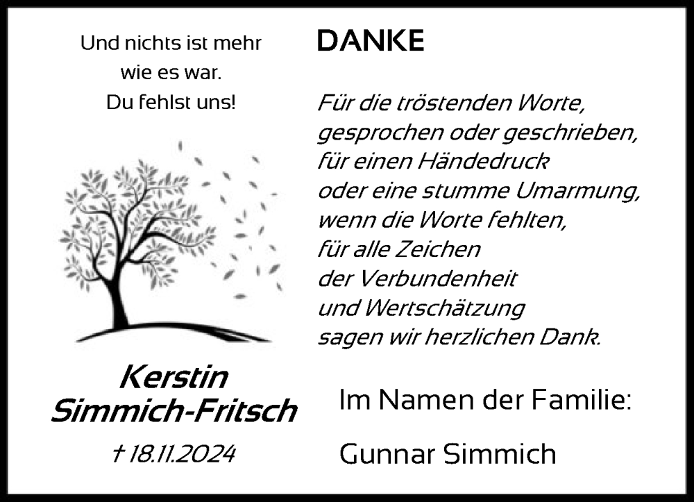 Traueranzeige für Kerstin Simmich-Fritsch vom 18.01.2025 aus OF