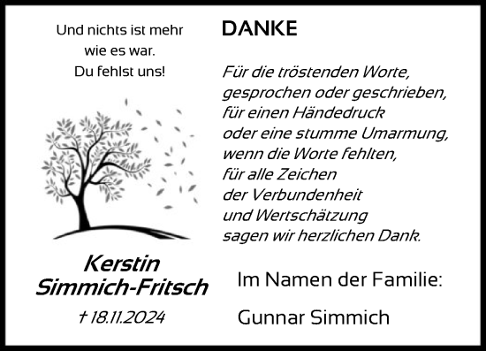 Traueranzeige von Kerstin Simmich-Fritsch von OF