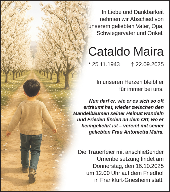 Traueranzeige von Cataldo Maira von FRAW