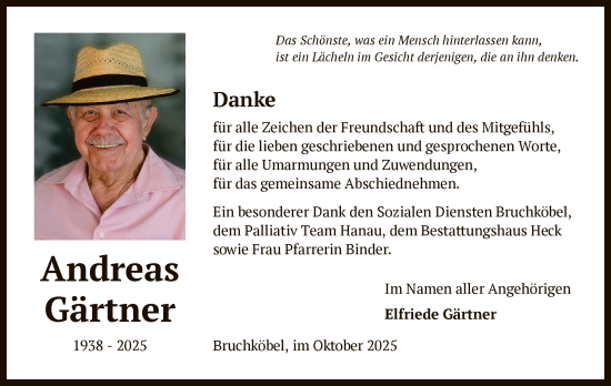 Traueranzeige von Andreas Gärtner von HUW