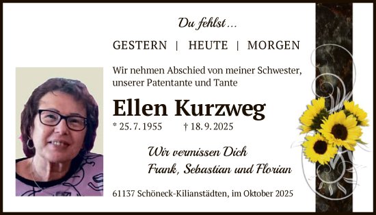 Traueranzeige von Ellen Kurzweg von OFHA