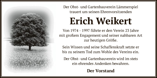 Traueranzeige von Erich Weikert von OFOP