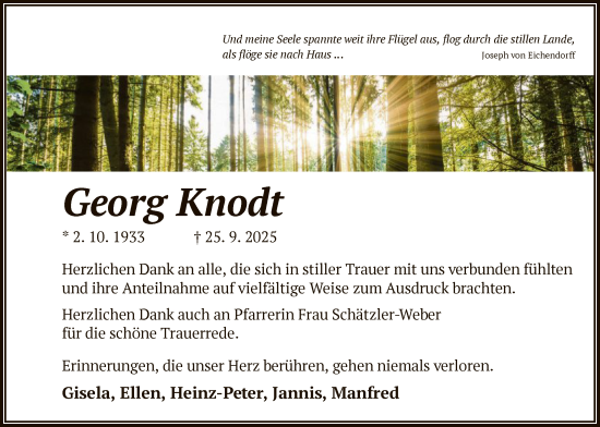 Traueranzeige von Georg Knodt von OFMF