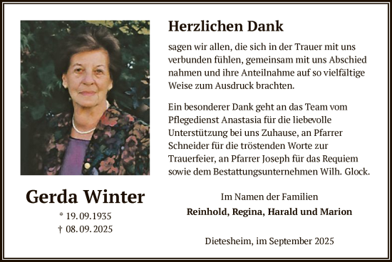 Traueranzeige von Gerda Winter von OFOP