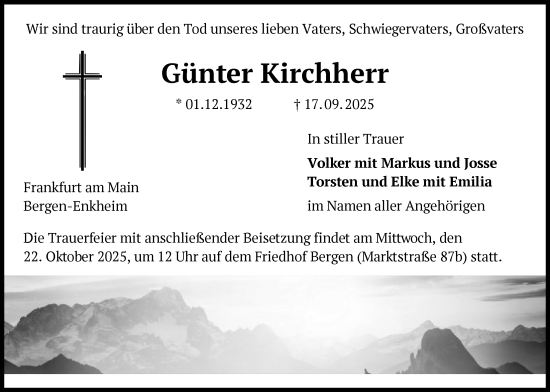 Traueranzeige von Günter Kirchherr von BOWO