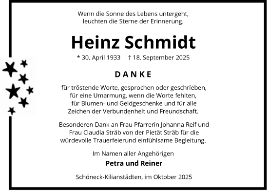 Traueranzeige von Heinz Schmidt von OFHA
