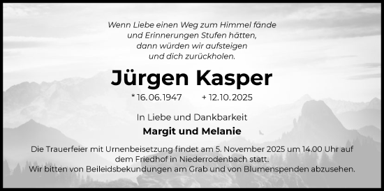 Traueranzeige von Jürgen Kasper von OFHA
